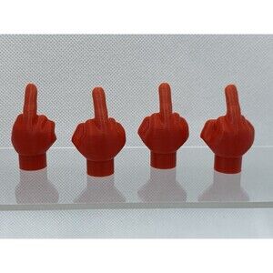3D Printed Valve Stem Caps Covers Set Of 4 New Middle Finger Bird Gag Funny Red